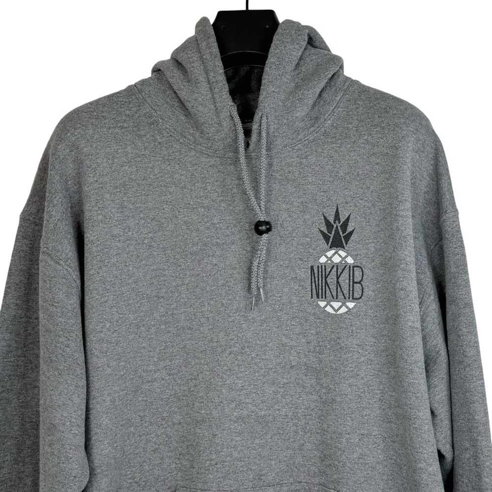 NWOT NIKKIB Social Media Star Merch Women's Grey Pineapple Graphic Logo Hoodie L